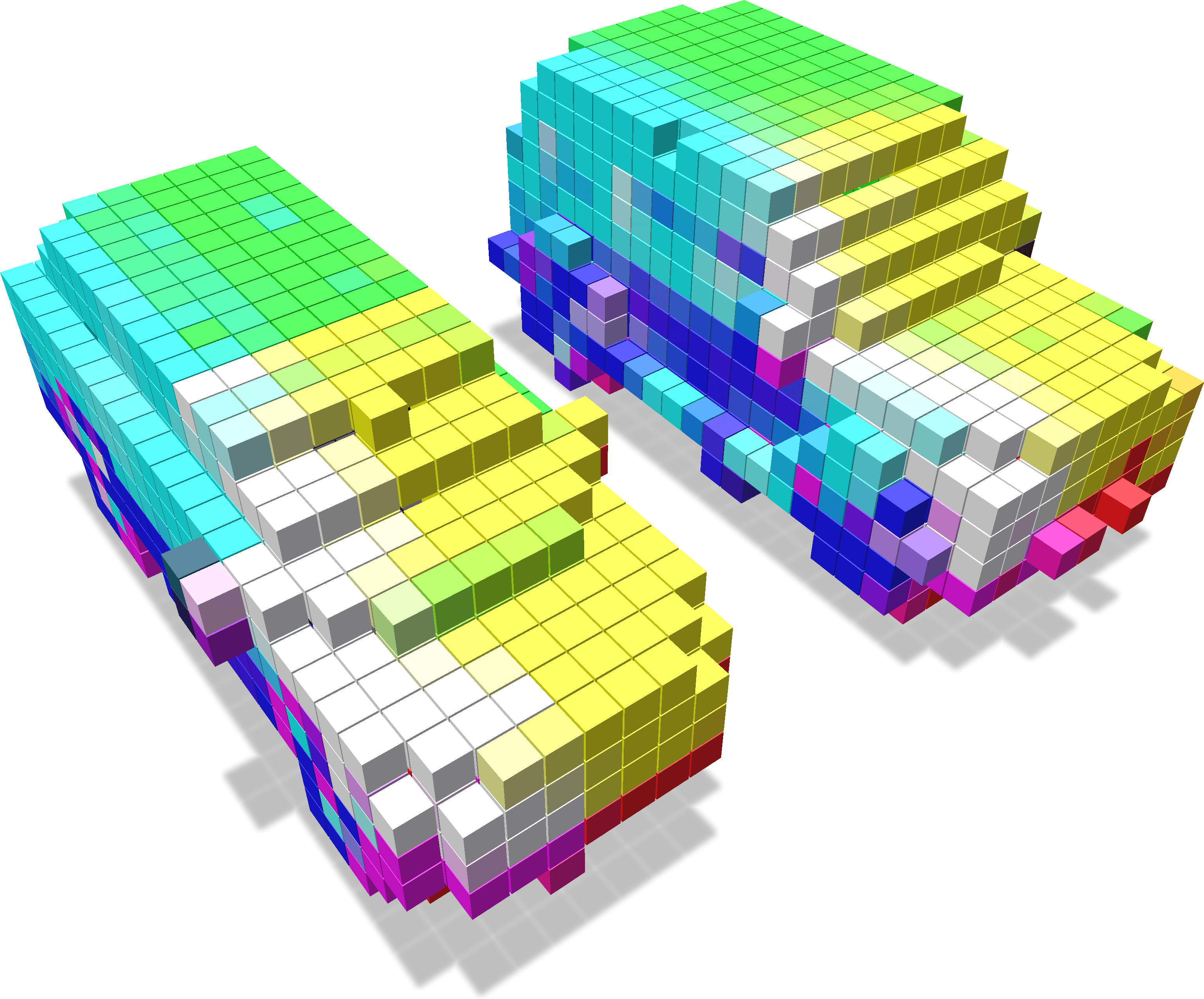 Colors splat at the input points to grid, yielding per-voxel colors.
